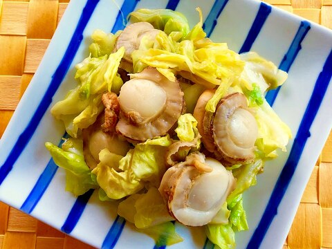 包丁要らず！春キャベツとボイルホタテの炒め物